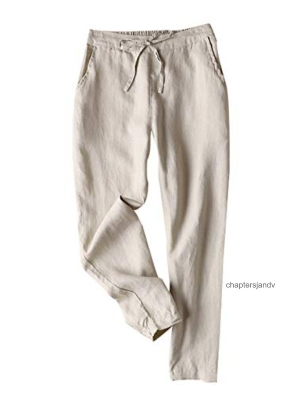 Cotton Linen Tapered Pants Women Summer Casual Trousers Elastic Waist Ankle